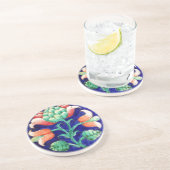 FLORAL Red Green Blue Zandsteen Onderzetter (Zijkant)