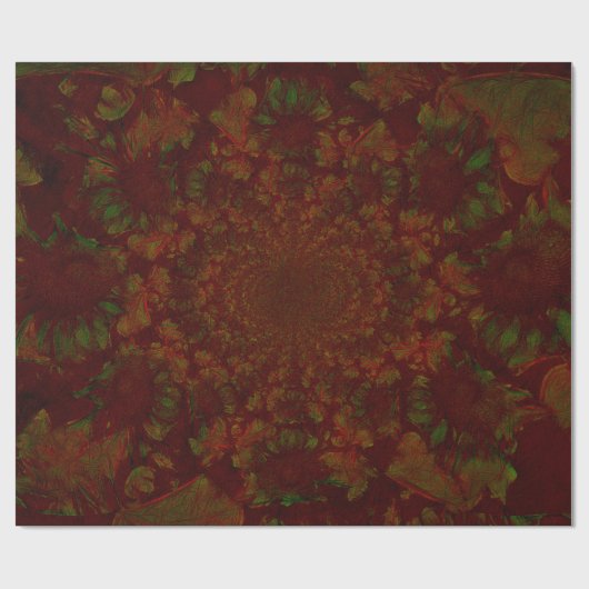 Floral Red Green Modern Elegant Kerstmis Cadeaupapier (Vlak)