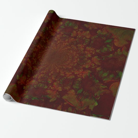 Floral Red Green Modern Elegant Kerstmis Cadeaupapier (Uitgerold)