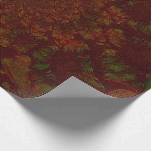 Floral Red Green Modern Elegant Kerstmis Cadeaupapier (Hoek)