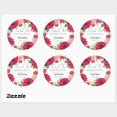 Floral Red Green Wedding Thank You Ronde Sticker (Vel)