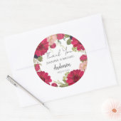 Floral Red Green Wedding Thank You Ronde Sticker (Envelop)