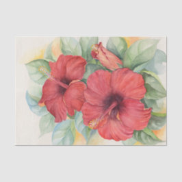 Floral Red Hibiscus Decoupage Waterverf Tissuepapier
