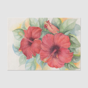 Floral Red Hibiscus Decoupage Waterverf Tissuepapier
