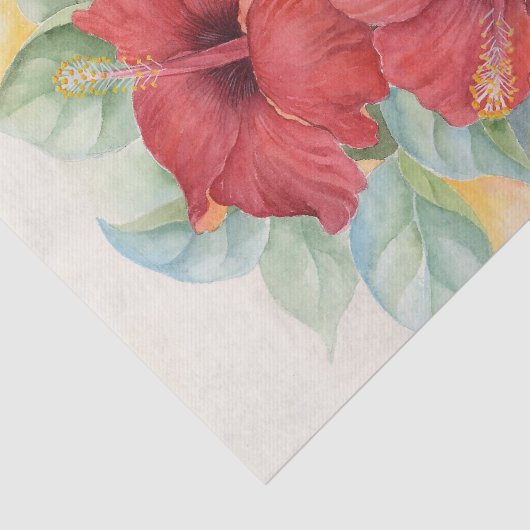 Floral Red Hibiscus Decoupage Waterverf Tissuepapier (Detail)