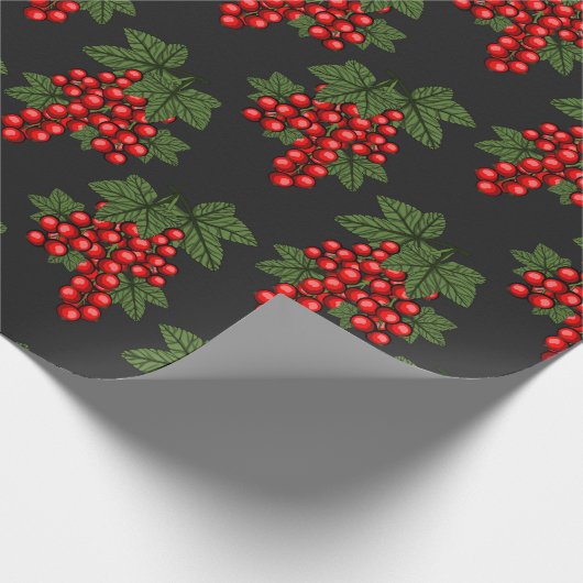 Floral Red kerstbessen Cadeaupapier (Hoek)