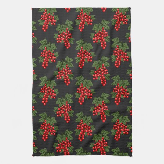 Floral Red kerstbessen Theedoek (Verticaal)