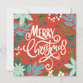 Floral red kerstfoto Holiday Card Feestdagenkaart