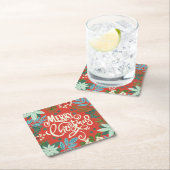 Floral red Kerstmis Kartonnen Onderzetters (Insitu)