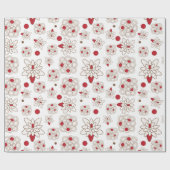 Floral Red KerstPattern Cadeaupapier (Vlak)