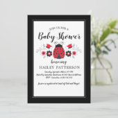 Floral Red Ladybug Baby shower Invitation Kaart (Staand voorkant)