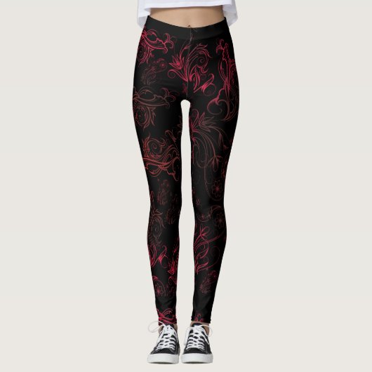 Floral Red Leggings (Voorkant)