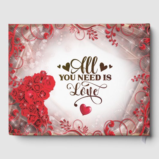 Floral Red Lijst bruiloft Gastenboek (Achterkant)