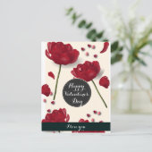 Floral Red Love Feestdagenkaart (Staand voorkant)