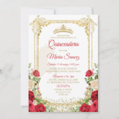 Floral Red Mexican Crown Sweet 15th Birthday Kaart (Voorkant)