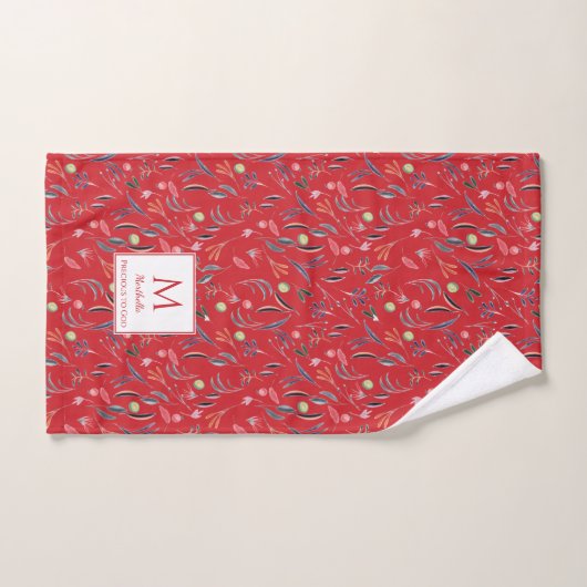 Floral RED Monogram PRECIEUS VOOR GOD Gym Handdoek (Handdoek)