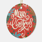 Floral red Ons eerste kerstjaar Keramisch Ornament (Links)