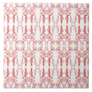 Floral Red op witte papaverflakkering Tegeltje
