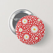 Floral Red Pattern Button (Voorkant /achterkant)