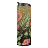 *~* Floral Red PEONY POPPY Gold Glitter Thermosbeker (Geroteerd rechts)