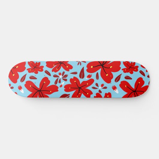 Floral Red Persoonlijk Skateboard (Horizontaal)