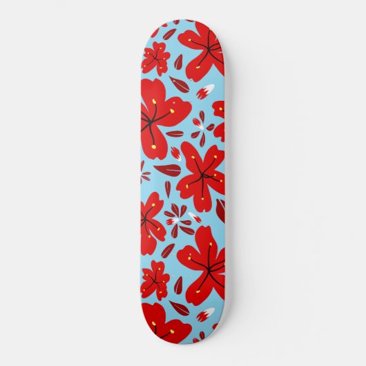 Floral Red Persoonlijk Skateboard (Voorkant)