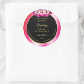 Floral Red Pink Marble Pattern Zwarte Etiket (Tas)