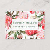 Floral Red Pink Waterverf Flowers Visitekaartje (Voorkant)