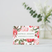 Floral Red Pink Waterverf Flowers Visitekaartje (Staand voorkant)