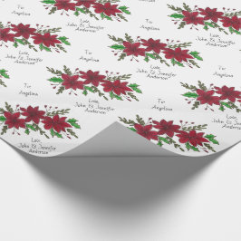 Floral Red Poinsettia Holiday, op en van Cadeaupapier
