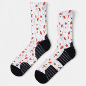 Floral Red Poppy Flower Botanical Pattern Socks Sokken (Links)