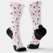 Floral Red Poppy Flower Botanical Pattern Socks Sokken (Gebogen)
