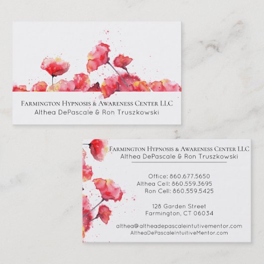 ** Floral Red Poppy Flower Visitekaartje (Voorkant / Achterkant)