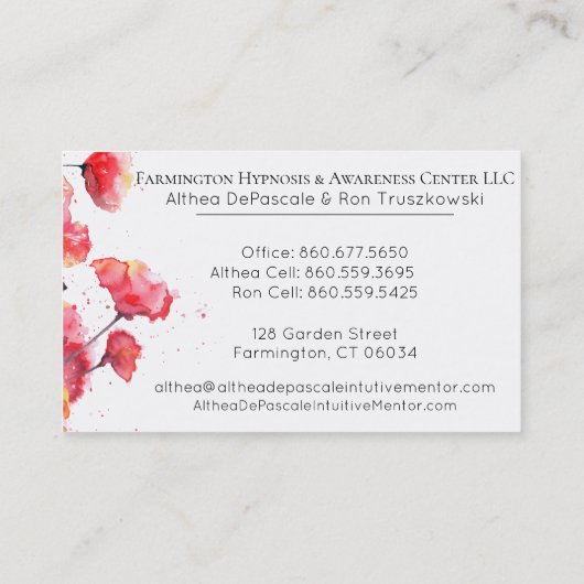 ** Floral Red Poppy Flower Visitekaartje (Achterkant)