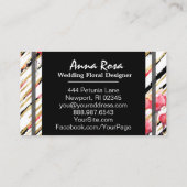 *~* Floral Red Poppy Glitter Foil Black White Chic Visitekaartje (Achterkant)