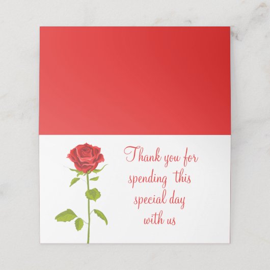 Floral Red Rose Bloem Bruiloft Dank u Botanisch Plaatskaartje (Buitenkant ongevouwen)