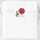 Floral Red Rose Bloem Dank u - Bruiloft Vierkante Sticker (Tas)