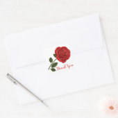 Floral Red Rose Bloem Dank u - Bruiloft Vierkante Sticker (Envelop)