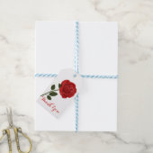 Floral Red Rose Bloemen Dank u bruiloft Cadeaulabel (Met Touw)