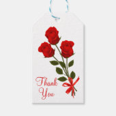 Floral Red Rose Bloemen Dank u bruiloft Cadeaulabel (Voorkant)