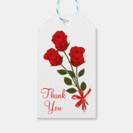Floral Red Rose Bloemen Dank u bruiloft Cadeaulabel