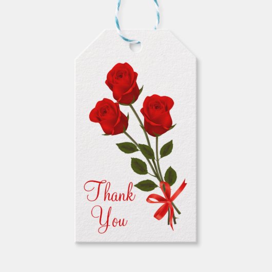 Floral Red Rose Bloemen Dank u bruiloft Cadeaulabel (Voorkant)