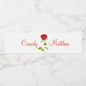 Floral Red Rose Bloemtuin Romantische bruiloft Waterfles Etiket (Enkel label)