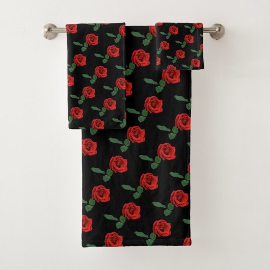 Floral Red Rose Garden Flowers Towel set Bad Handdoek (Insitu)
