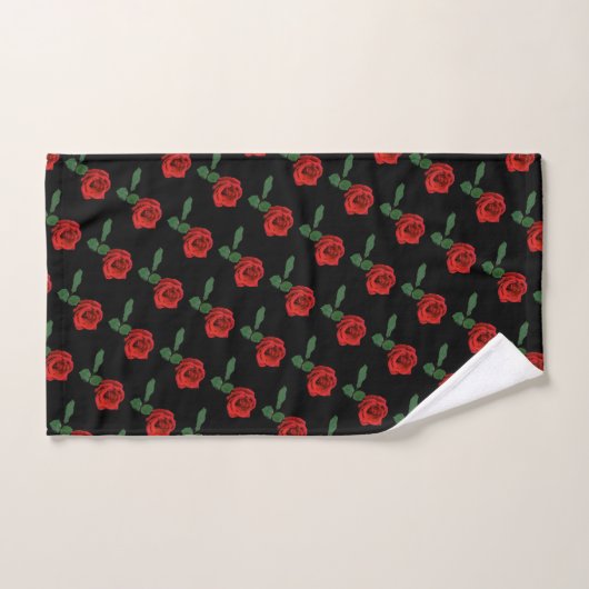 Floral Red Rose Garden Flowers Towel set Bad Handdoek (Handdoek)