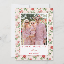 Floral Red Rose Happy Valentine's Day Photo Card Feestdagenkaart