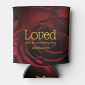 Floral Red Rose LOVED Monogram Blikjeskoeler (Voorkant)