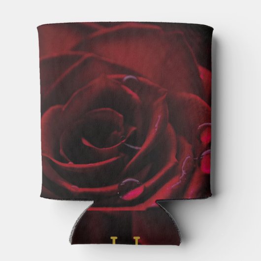 Floral Red Rose LOVED Monogram Blikjeskoeler (Achterkant)