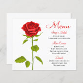 Floral Red Rose Menu Wedding Vrijgezellenfeest Par (Voorkant / Achterkant)