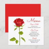 Floral Red Rose Menu Wedding Vrijgezellenfeest Par (Voorkant / Achterkant)